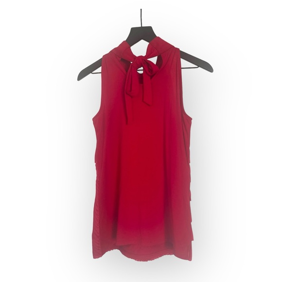 NWT White House Black Market frilly red sleeveless top - Picture 5 of 14